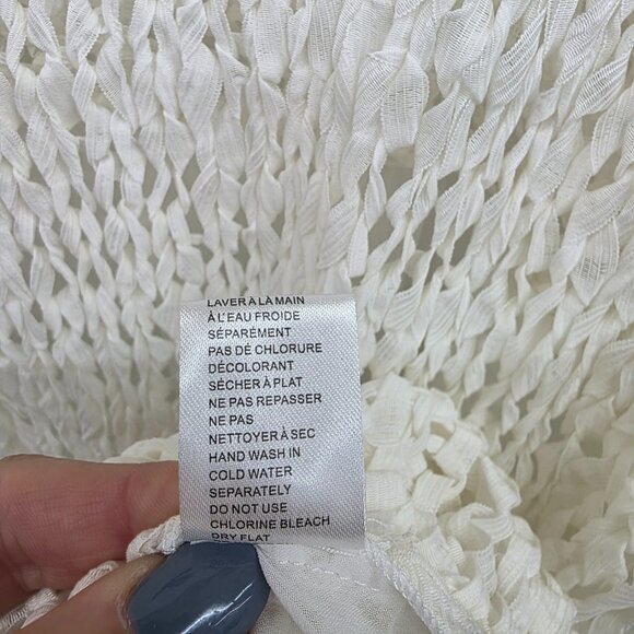 Womens S/M Ivory Open Knit Sheer Chiffon Back Sweater Boho Layered Festival - Picture 13 of 16